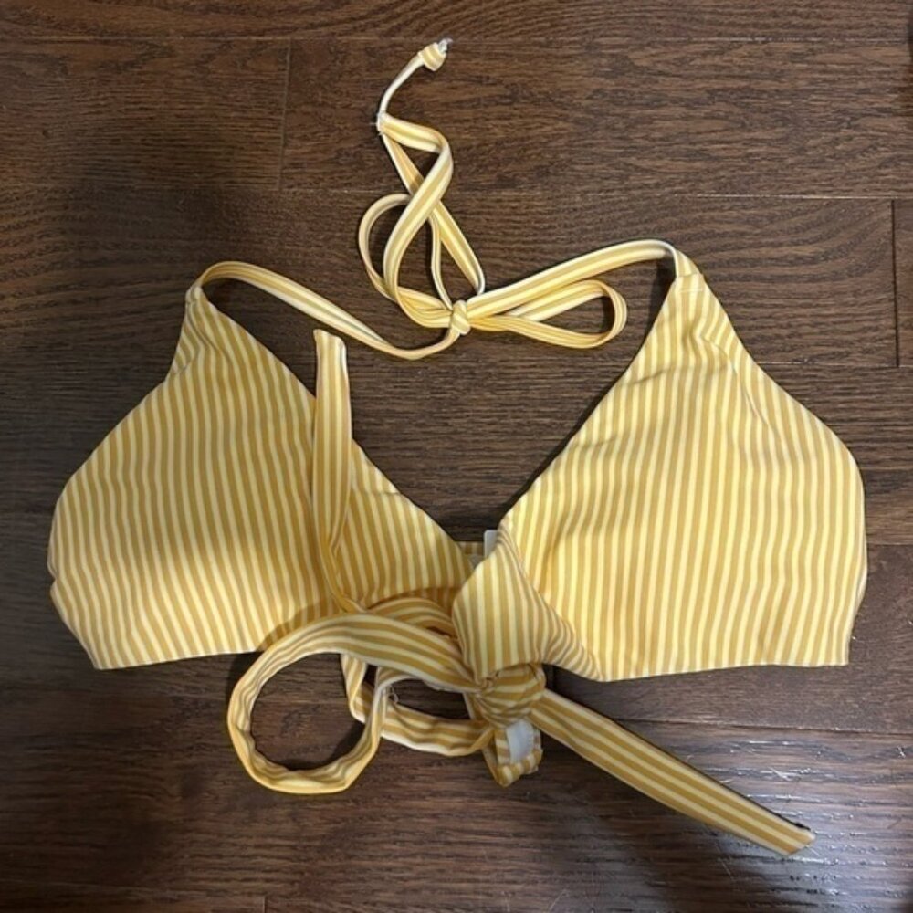 Hollister Yellow Striped Bikini Top